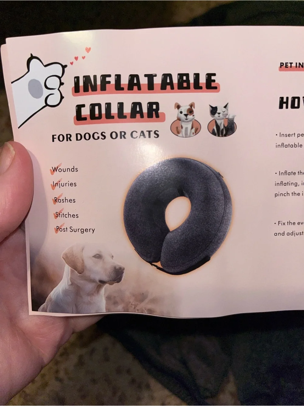 Adjustable Inflatable Gray Pet Recovery Collar